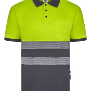 Polo poliéster reciclado bicolor manga corta cinta segmentada