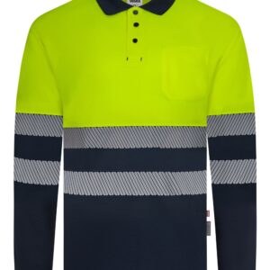 Polo poliéster reciclado bicolor manga larga cinta segmentada